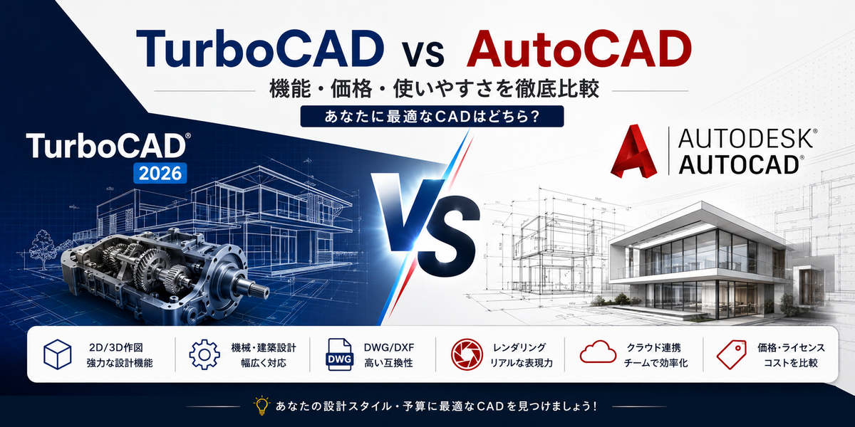 TurboCAD vs AutoCAD：どちらを選ぶべき？機能・価格・使いやすさを徹底比較